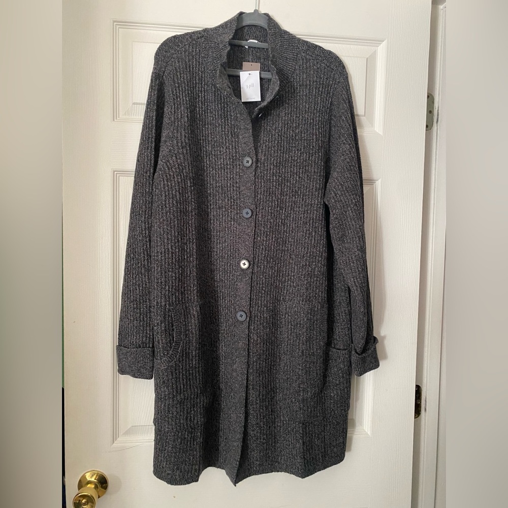 J.Jill marled charcoal heather black button-front cardigan sweater 2X NWT